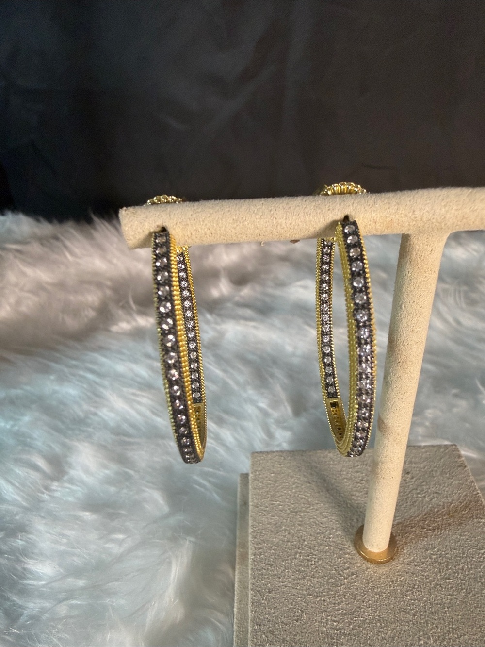 Gold Crystal Hoop Earrings — Sparkling Women's Fashion Hoops